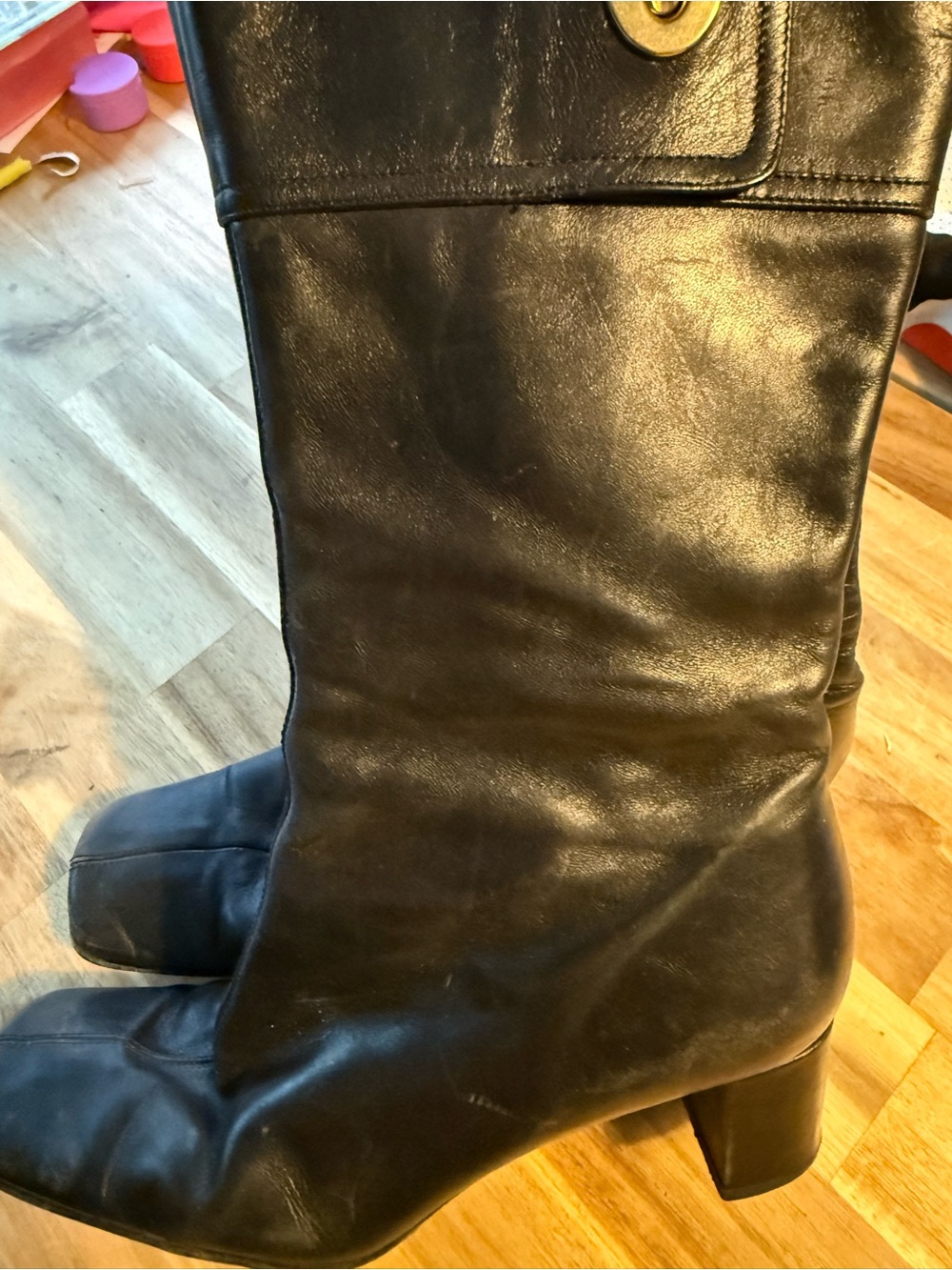 Vintage Coach Black Leather Mid-Calf Boots with Turnlock - Picture 5 of 6